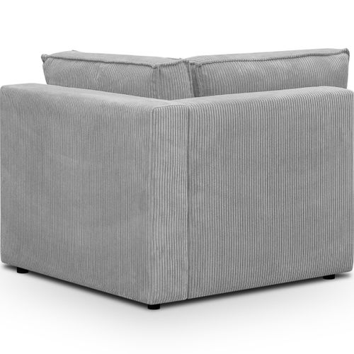 Canapé D'angle à Droite Convertible 10 Pl Avec Coffre En Velours Côtelé Gris Clair - Harper Mod