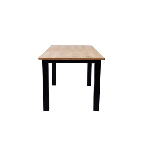 Table à Manger Extensible Effet Bois 6/8 Personnes, Piètement Noir 140/180 Cm - Lexi