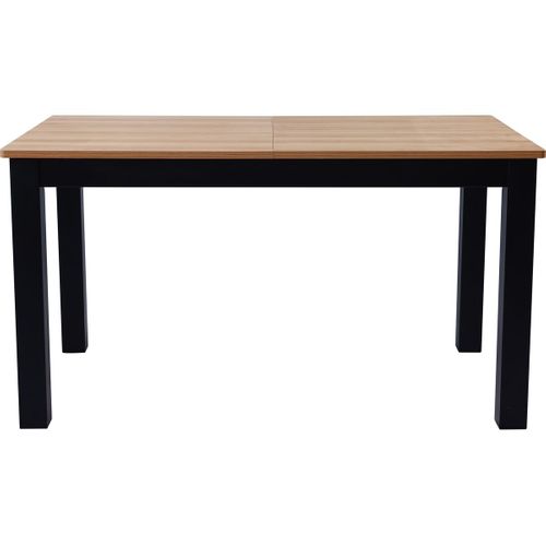 Table à Manger Extensible Effet Bois 6/8 Personnes, Piètement Noir 140/180 Cm - Lexi