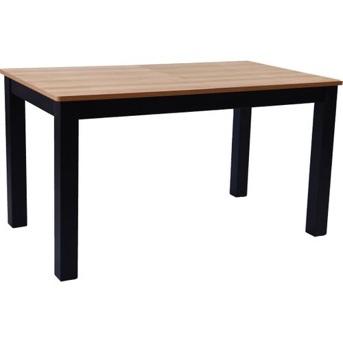 Table à Manger Extensible Effet Bois 6/8 Personnes, Piètement Noir 140/180 Cm - Lexi