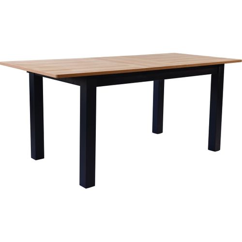 Table à Manger Extensible Effet Bois 6/8 Personnes, Piètement Noir 140/180 Cm - Lexi