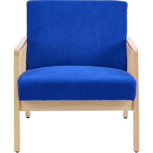 Fauteuil En Cannage Et Velours Côtelé Bleu électrique - Mani