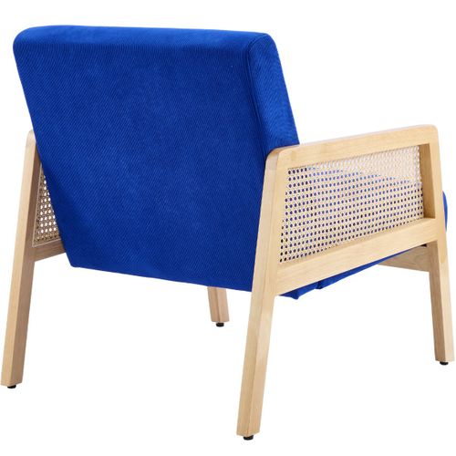 Fauteuil En Cannage Et Velours Côtelé Bleu électrique - Mani