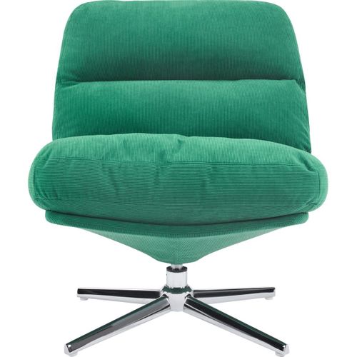 Fauteuil Pivotant En Velours Côtelé Vert électrique Et Piètement Chromé - Julia