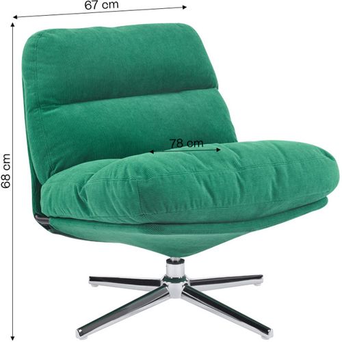 Fauteuil Pivotant En Velours Côtelé Vert électrique Et Piètement Chromé - Julia