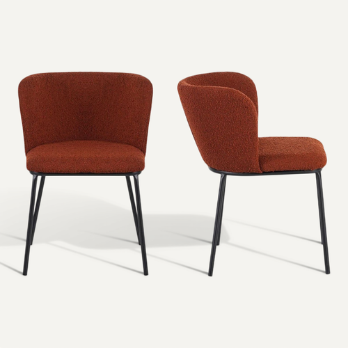 Lot De 2 Chaises En Tissu Bouclé Rouille - Toma