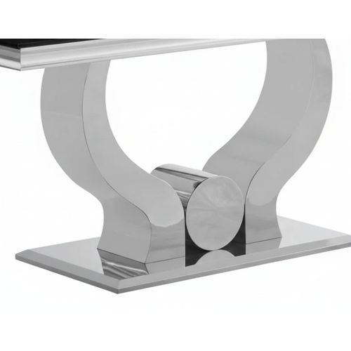 Table à Manger Trofy 4 à 6 Personnes 150x90 Cm Chrome Plateau En Verre Noir