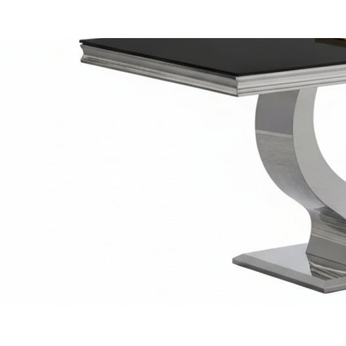 Table à Manger Trofy 4 à 6 Personnes 150x90 Cm Chrome Plateau En Verre Noir