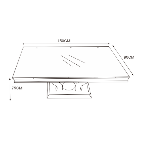 Table à Manger Trofy 4 à 6 Personnes 150x90 Cm Chrome Plateau En Verre Noir