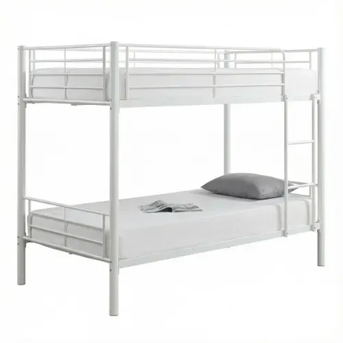 Lit Superposé Séparable Métal Luna 1+1 90x190 Cm Sommier Inclus Blanc