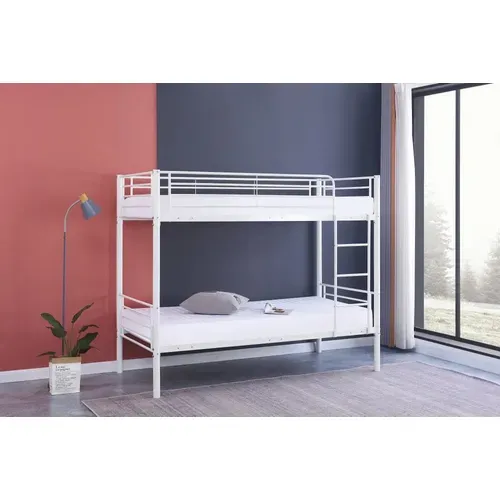 Lit Superposé Séparable Métal Luna 1+1 90x190 Cm Sommier Inclus Blanc