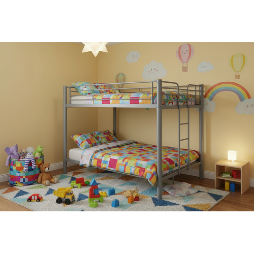 Lit Superposé 4 Personnes Métal Gris 140x190 Cm Colosse