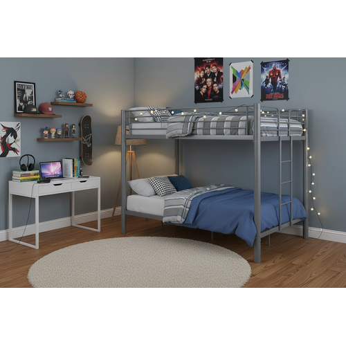 Lit Superposé 4 Personnes Métal Gris 140x190 Cm Colosse