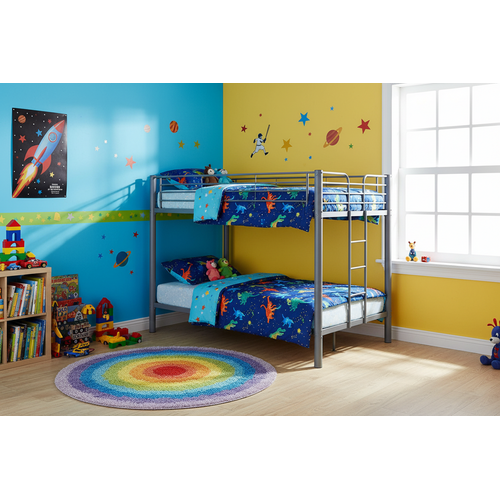 Lit Superposé 4 Personnes Métal Gris 140x190 Cm Colosse