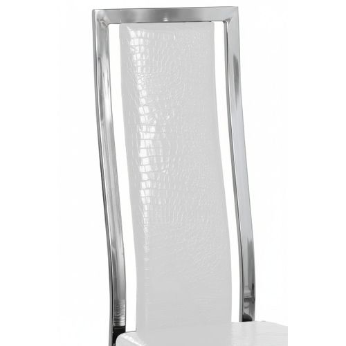 Lot De 6 Chaises Dana Simili Croco Blanc Contour Chromé