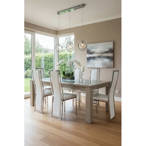 Lot De 6 Chaises Dana Simili Croco Blanc Contour Chromé