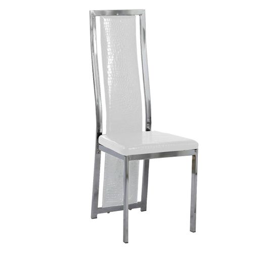 Lot De 6 Chaises Dana Simili Croco Blanc Contour Chromé