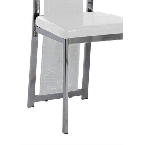 Lot De 6 Chaises Dana Simili Croco Blanc Contour Chromé