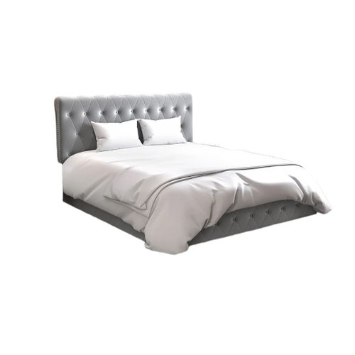 Lit Coffre 2 Places En Velours Gris 160x200cm Corsica