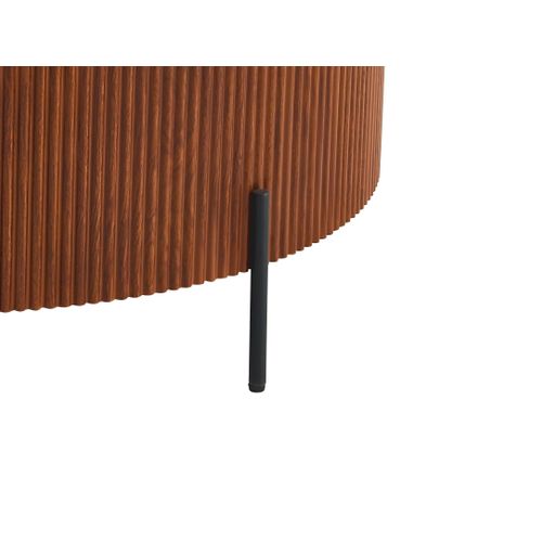 Table Basse Ronde Céramique Effet Travertin Noisette 80cm Ruby