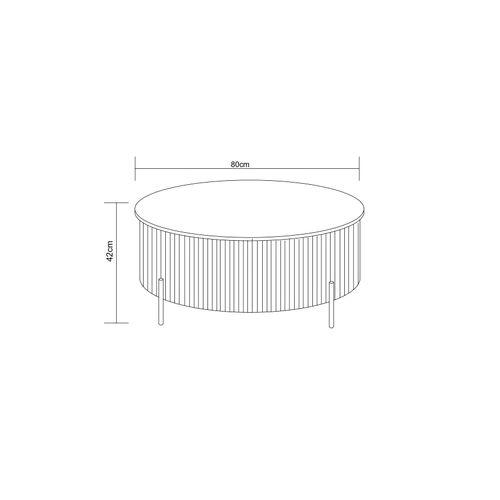 Table Basse Ronde Céramique Effet Travertin Noisette 80cm Ruby