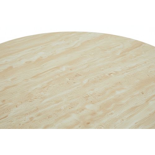 Table Basse Ronde Céramique Effet Travertin Noisette 90cm Métal Noir Ruby