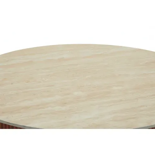 Table Basse Ronde Céramique Effet Travertin Noisette D100xh45 Cm Ruby