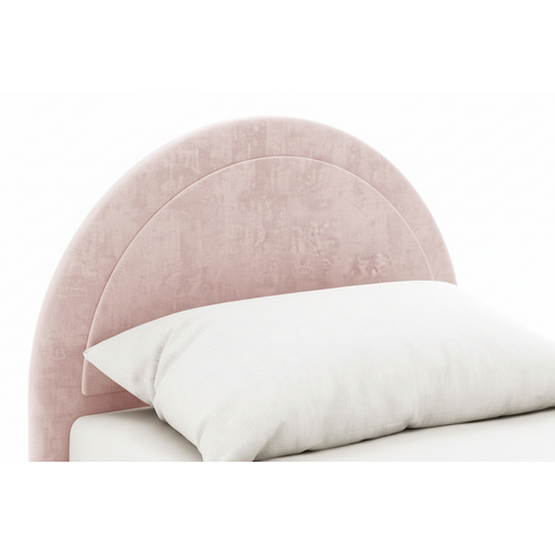 Lit Enfant 90x190 Cm Tissu Rose Sommier Inclus Boudoir