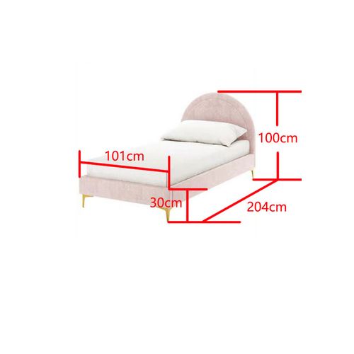 Lit Enfant 90x190 Cm Tissu Rose Sommier Inclus Boudoir