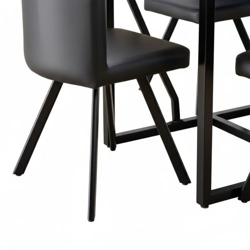 Ensemble Table Et 6 Chaises Vendome Bois Marbré Blanc Pieds Métal