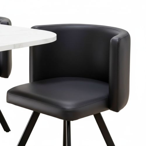 Ensemble Table Et 6 Chaises Vendome Bois Marbré Blanc Pieds Métal