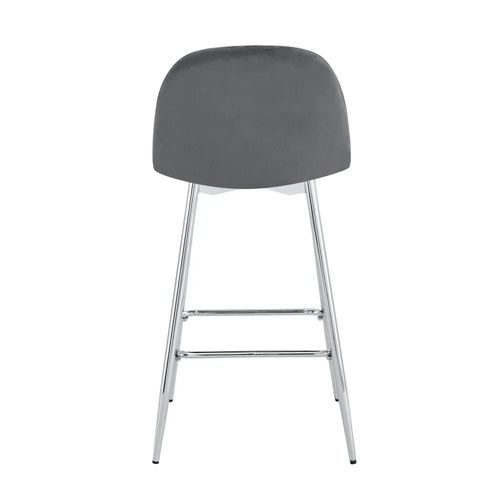 Lot 2 Tabourets De Bar Scandinave Velours Anthracite Pieds Chrome