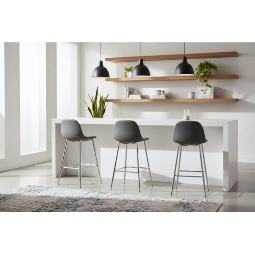 Lot 2 Tabourets De Bar Scandinave Velours Anthracite Pieds Chrome