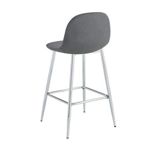 Lot 2 Tabourets De Bar Scandinave Velours Anthracite Pieds Chrome