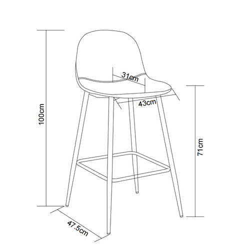 Lot 2 Tabourets De Bar Scandinave Velours Anthracite Pieds Chrome