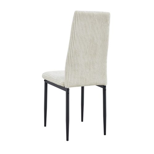 Lot 4 Chaises Salle à Manger Klarna Tissu Côtelé écru Pieds Métal Noir