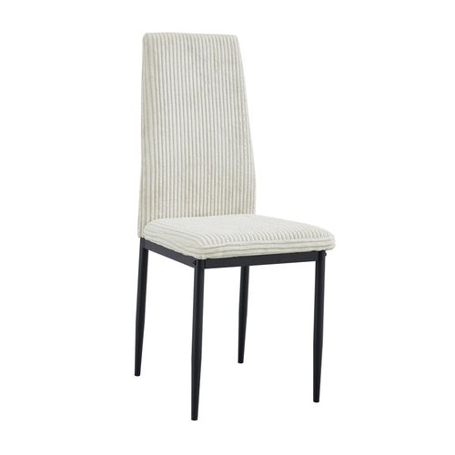 Lot 4 Chaises Salle à Manger Klarna Tissu Côtelé écru Pieds Métal Noir