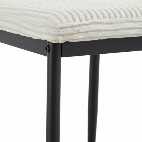 Lot 4 Chaises Salle à Manger Klarna Tissu Côtelé écru Pieds Métal Noir