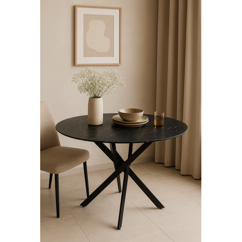 Table à Manger Ronde Jessica Métal Noir 100 Cm 4 Couverts - Table BUT