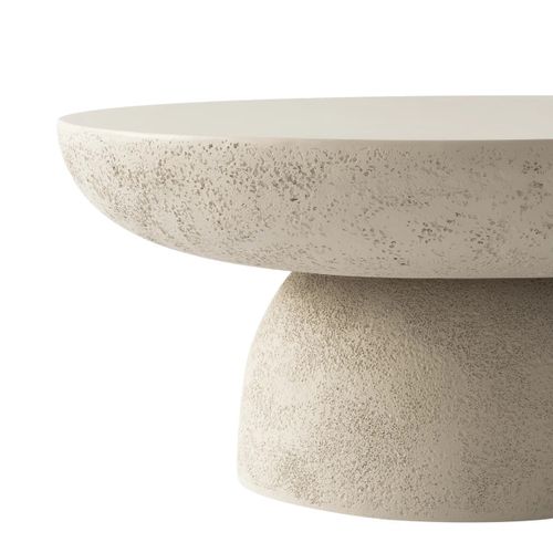 Table Basse Ronde Effet Travertin Mat Salon D.70 Cm Galet