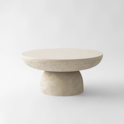 Table Basse Ronde Effet Travertin Mat Salon D.70 Cm Galet