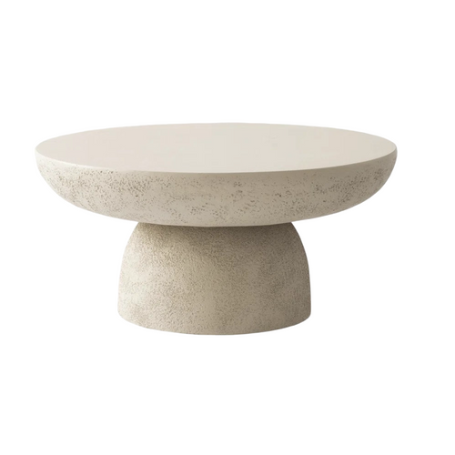 Table Basse Ronde Effet Travertin Mat Salon D.70 Cm Galet