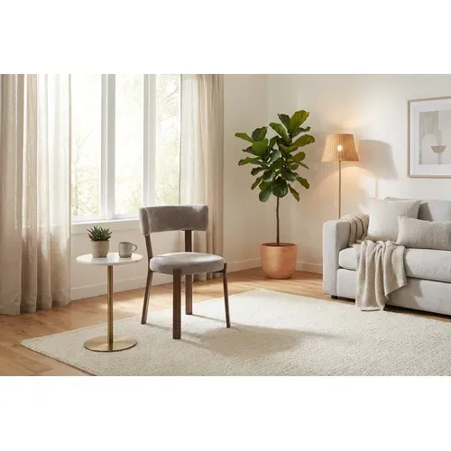 Lot De 4 Chaises De Salle à Manger En Tissu Moka Pied Effet Noyer Nordik