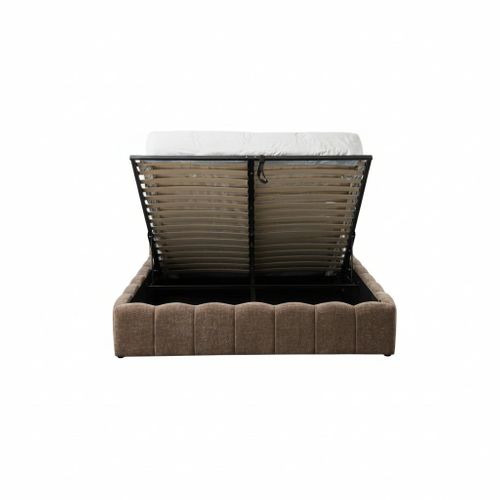 Lit Coffre 180x200 – Tissu Chenille Moka, Sommier Inclus