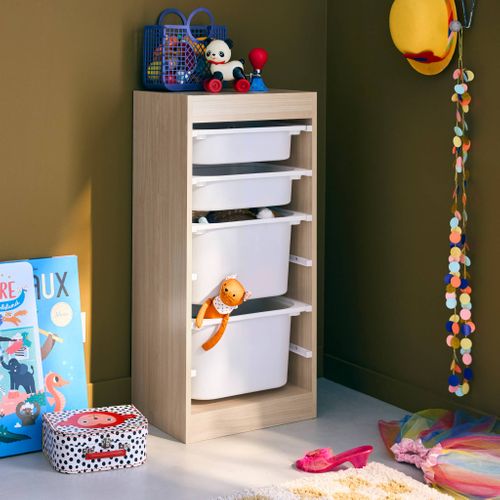 Meuble De Rangement Naturel Enfant 4 Bacs De Rangement