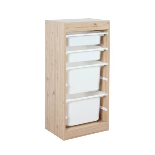 Meuble De Rangement Naturel Enfant 4 Bacs De Rangement