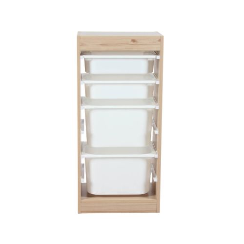 Meuble De Rangement Naturel Enfant 4 Bacs De Rangement