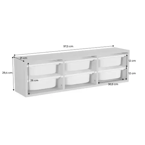 Meuble De Rangement Pour Enfant. Naturel. 6 Bacs En Plastique