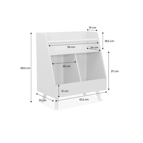 Meuble De Rangement Enfant. Blanc. 2 Compartiments