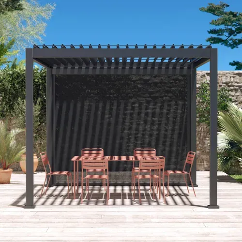Pergola Avec Store Bioclimatique Aluminium Et Textilène Triomphe Anthracite 3x3 M Lames Orientables